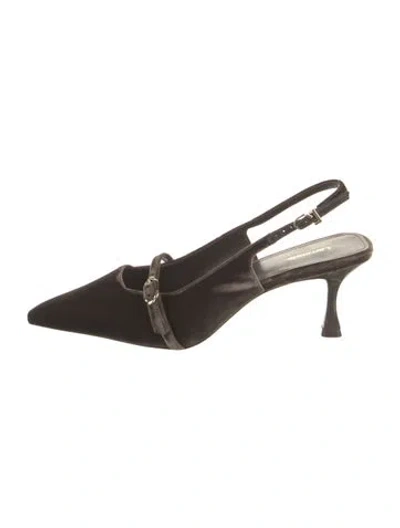 Pre-owned Larroude Velvet Slingback Pumps In Brown