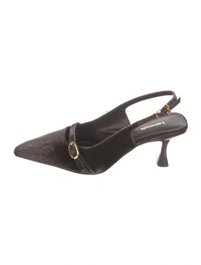 Pre-owned Larroude Velvet Slingback Pumps In Brown