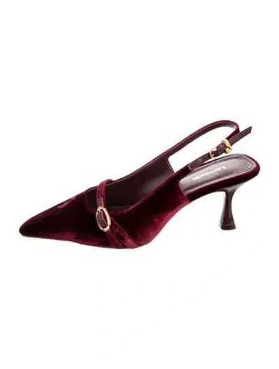 Pre-owned Larroude Velvet Slingback Pumps In Burgundy