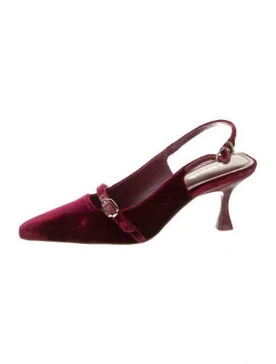 Pre-owned Larroude Velvet Slingback Pumps In Burgundy