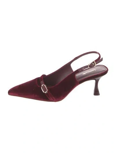 Pre-owned Larroude Velvet Slingback Pumps In Burgundy