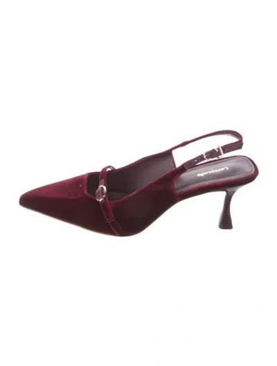 Pre-owned Larroude Velvet Slingback Pumps In Burgundy