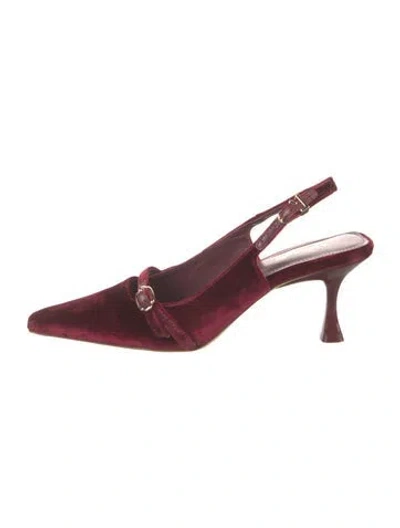 Pre-owned Larroude Velvet Slingback Pumps In Burgundy