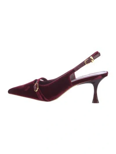 Pre-owned Larroude Velvet Slingback Pumps In Burgundy