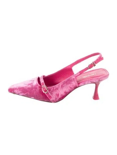 Pre-owned Larroude Velvet Slingback Pumps In Pink