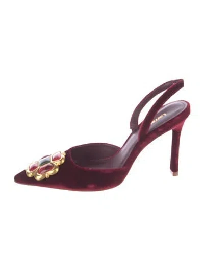Pre-owned Larroude Velvet Slingback Pumps W/ Tags In Burgundy