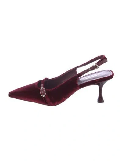 Pre-owned Larroude Velvet Slingback Sandals In Burgundy