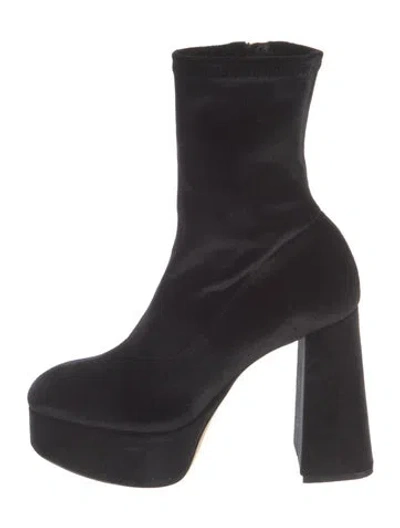 Pre-owned Larroude Velvet Sock Boots In Black