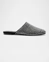 Larroude Venice Crystal Suede Ballerina Mules In Black And Crystals