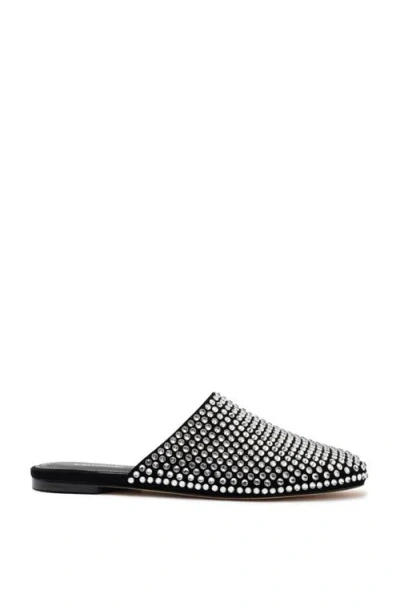 Larroude Larroudé Venice Flat Mule In Black/crystal