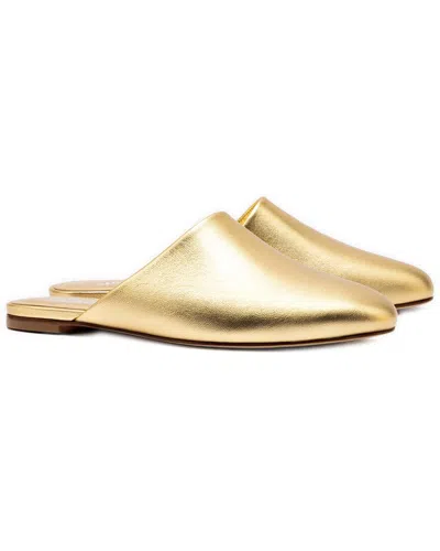 Larroude Venice Leather Flat With Pouch In Gold