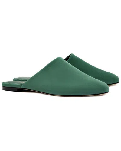 Larroude Larroudé Venice Leather Flat With Pouch In Green