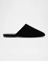 Larroude Venice Suede Ballerina Mules In Black