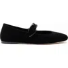 Larroude Verona Suede Mary Jane Ballerina Flats In Black