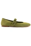Larroude Verona Suede Mary Jane Ballerina Flats In Green