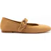 Larroude Verona Suede Mary Jane Ballerina Flats In Beige