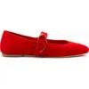 Larroude Verona Suede Mary Jane Ballerina Flats In Red