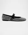 Larroude Verona Crystal Mary Jane Ballerina Flats In Black And Crystals