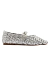 Larroude Larroudé Verona Macrame Ballet Flat In Silver