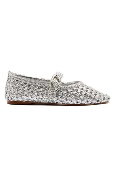 Larroude Larroudé Verona Macrame Ballet Flat In Silver