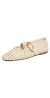 Larroude Verona Macrame Ballet Flat In Ivory Leather In White