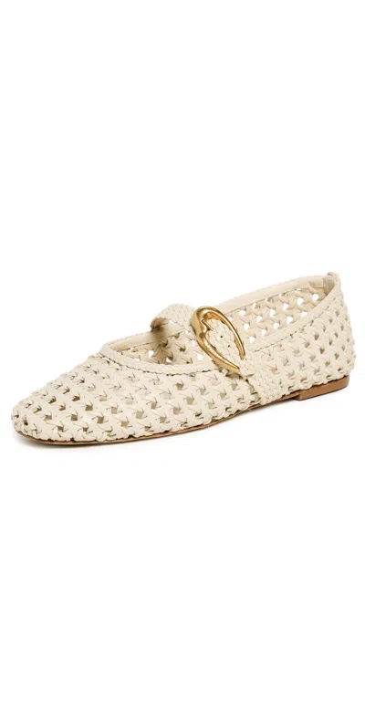 Larroude Verona Macrame Flats Ivory In White