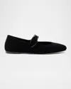 Larroude Verona Suede Mary Jane Ballerina Flats In Black