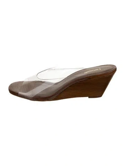 Pre-owned Larroude Vivi Leather Sandals W/ Tags In Brown/clear