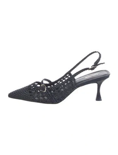 Pre-owned Larroude Wicker Slingback Pumps In Blue