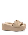 Larroude Alex Flatform Mules Natural In Brown