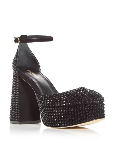 Larroude Women's Ari Embellished High Heel Platform Pumps In Black