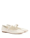 Larroude Women's Blair Broderie Mary Jane Ballet Flats In Ivory