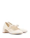 Larroude Women's Blair Buckled Ankle Strap Block Heel Pumps In Ivory