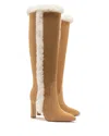 Larroude Cindy Hi Faux Fur Boot In Peanut