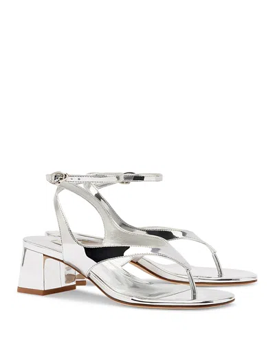 Larroude Women's Gaia Block Heel Sandals In Silver