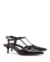 Larroude Larroudé Grace Ankle Strap Pointed Toe Kitten Heel Pump In Black