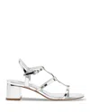 Larroude Women's Hana Block Heel Sandals In Silver