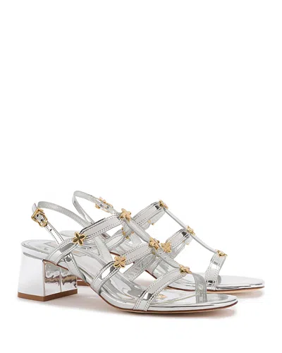 Larroude Women's Harmony Block Sandal In Silver Specchio