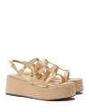 Larroude Women's Harmony Flower Detail Flatform Sandals In Beige