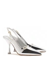 Larroude Larroudé Ins Hi Slingback Pointed Toe Pump In Silver