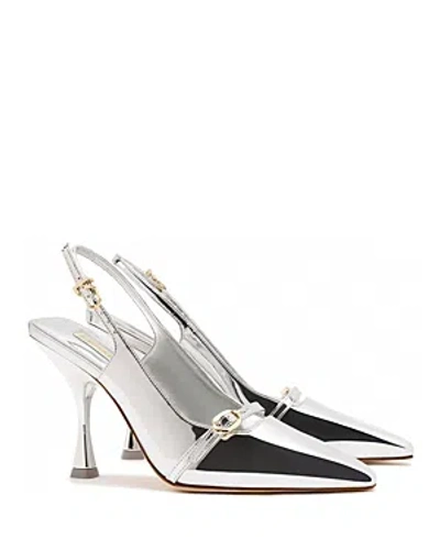 Larroude Larroudé Ins Hi Slingback Pointed Toe Pump In Silver