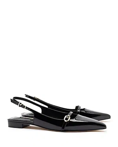 Larroude Women's Ines Buckled Slingback Flats In Black