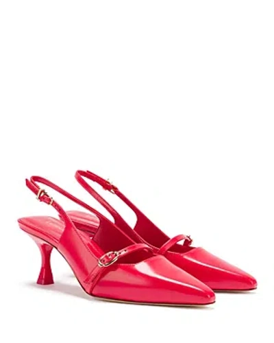 Larroude Women's Ines Pointed Toe Slingback Pumps In Scarlet