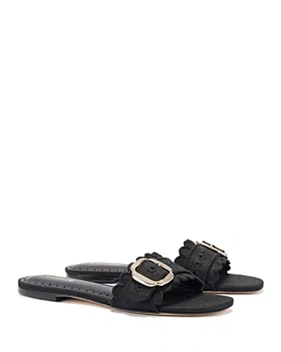 Larroude Women's Ivy Broderie Slide Sandals In Black