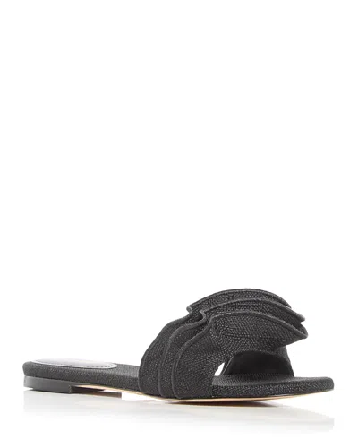 Larroude Women's Ivy Ruffle Slide Sandals In Black