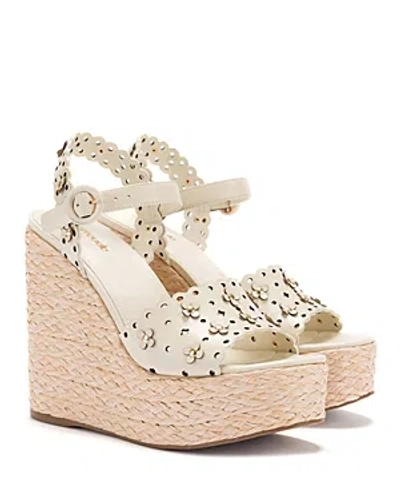 Larroude Women's Jasmine Flower Detail Espadrille Wedge Platform Sandals In Ivory