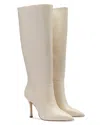 Larroude Women's Kate Pointed Toe Tall High Heel Boots In White