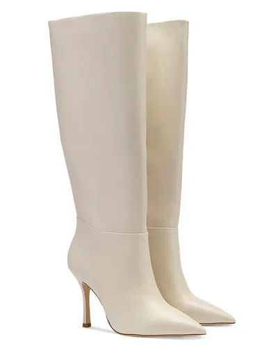 Larroude Women's Kate Pointed Toe Tall High Heel Boots In White