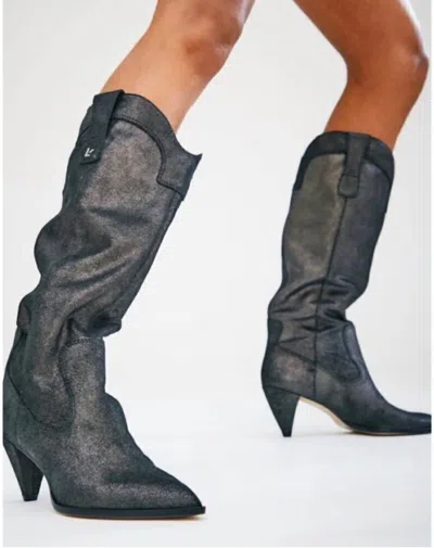 Larroude Women's Louise Western Boots In Shine Graphite In Multi