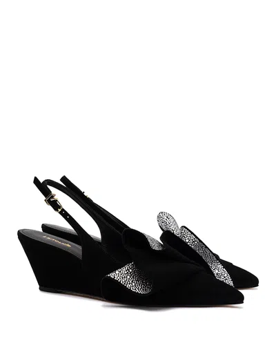 Larroude Women's Loulou Ruffle Pumps In Black